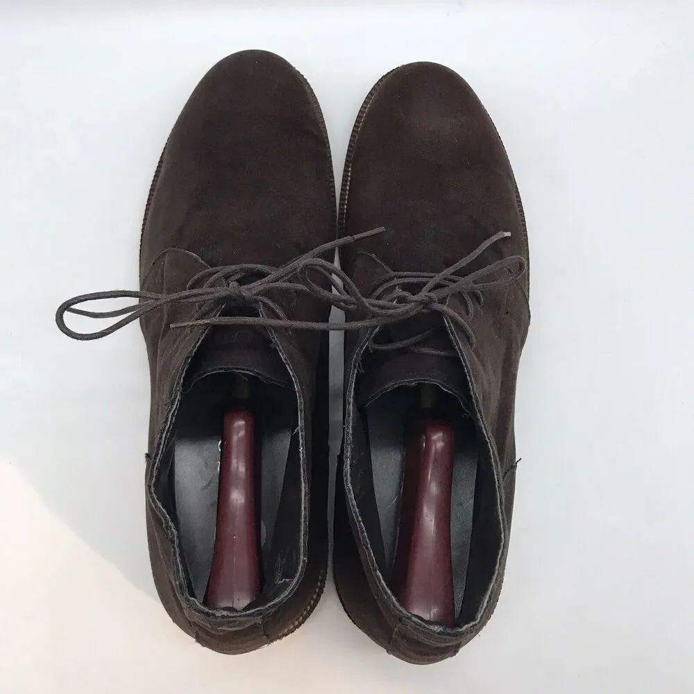 Guess Brown Faux Suede Leather Chukka Boots Men's 12 Lace Up Mid Top Ankle Shoes